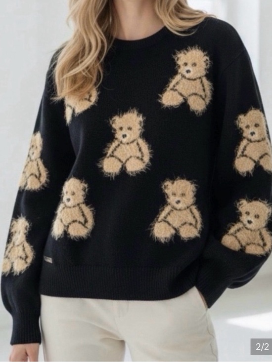 Simply Southern Sweaters - Simply Southern Black Teddy Pattern Crewneck Sweater